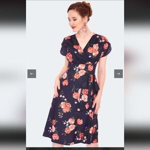 Voodoo Vixen Navy Floral Midi Dress